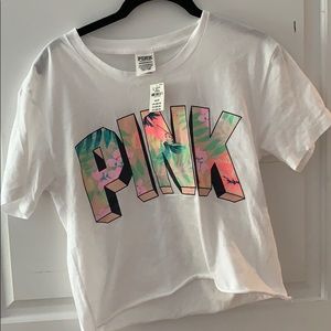 VS pink nwt white crop top